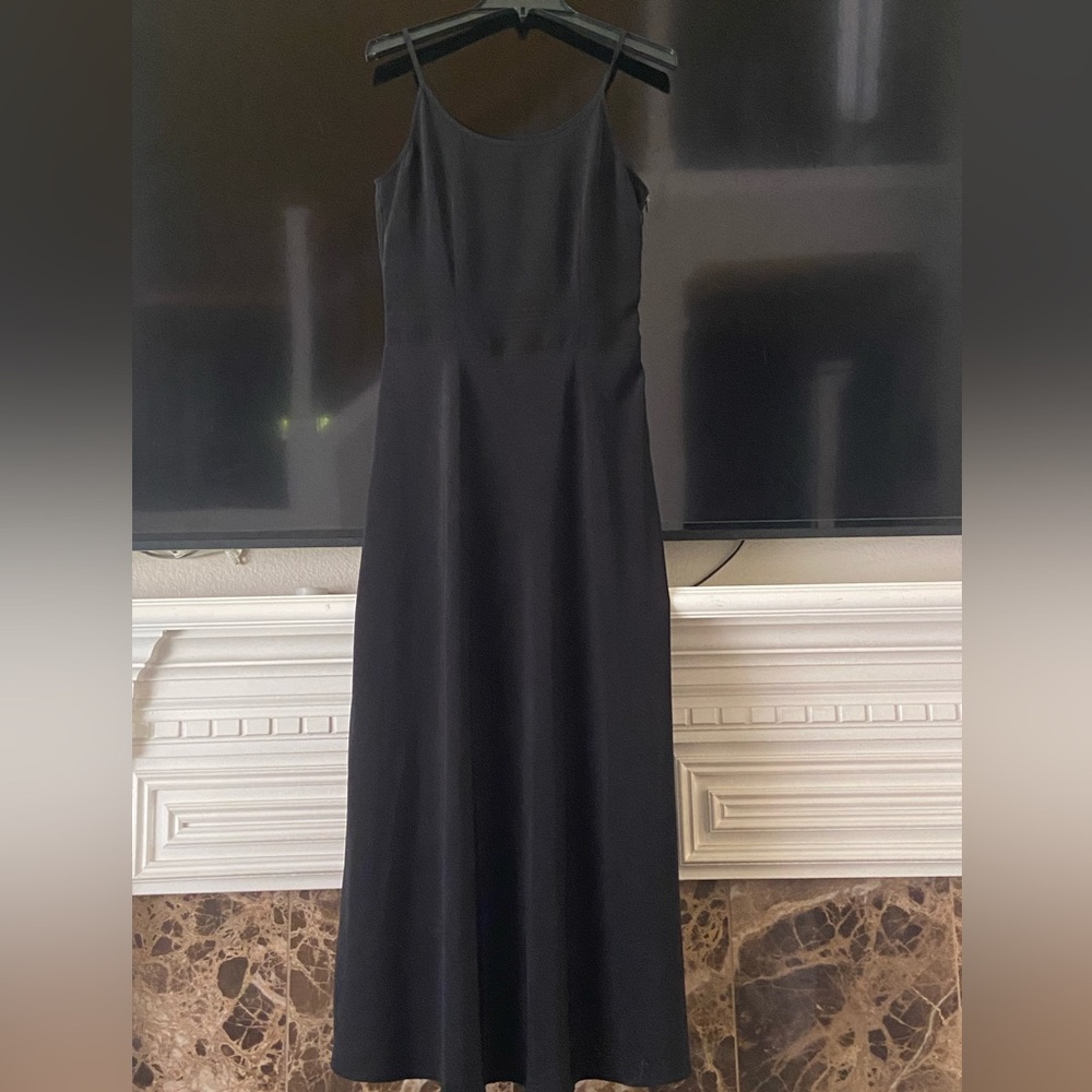 BLACK MIDI CAMISOLE SLEEVELESS DRESS